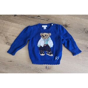 Baby Girls Polo Ralph Lauren 12M Cotton-Cashmere Polo Bear Sweater